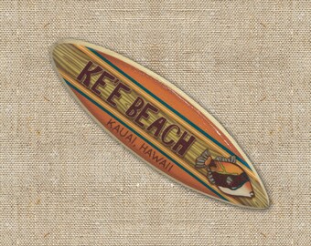 Personalized Tropical Wooden Surfboard with Hawaiian Fish - Fun Teacher Gift - Custom Beach Décor Gift - Gift for Beach Lovers and Surfers