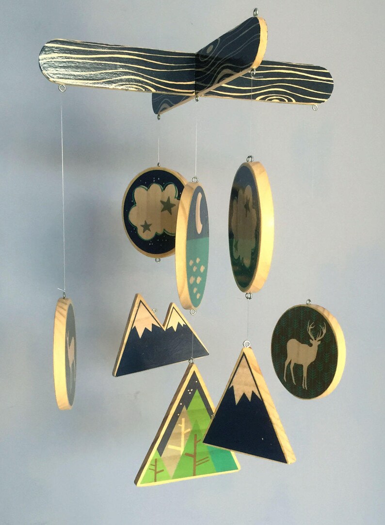 Baby Mobile Rustic Woodlands Mountain Mobile Woodland Etsy
