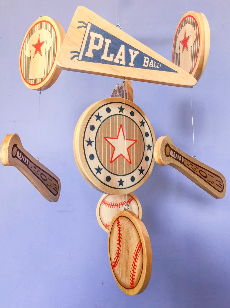 Wooden Baseball Baby Crib Mobile for a Baseball Themed Nursery Etsy