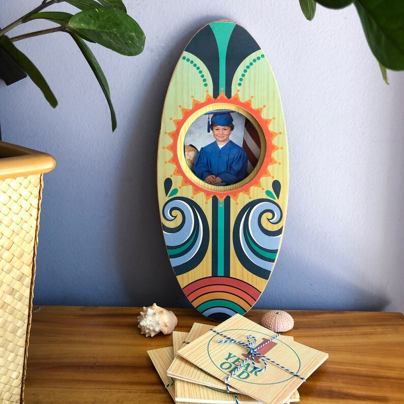 Wooden Surfboard Milestone Frame Wall Art Photo Prop for