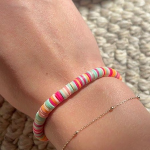 Preppy Spring Fun Pink Clay Bead Bracelet