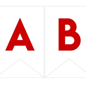 Instant download Printable Digital Party Bunting Banner, Plain Red Letters on White Background