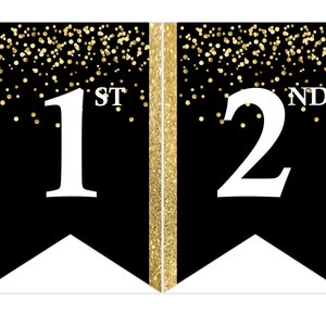 Instant download Printable Digital Party Bunting Banner, White Letters on Gold Confetti Background image 4