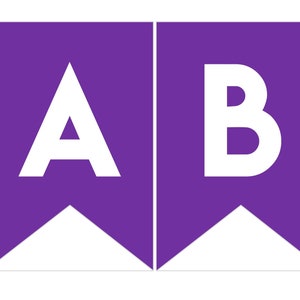 Instant download Printable Digital Party Bunting Banner, White Letters on Purple Background