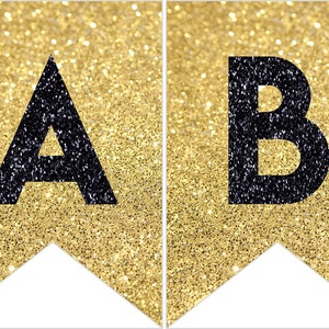 5x8 inch swallowtail gold black printable banner letters etsy