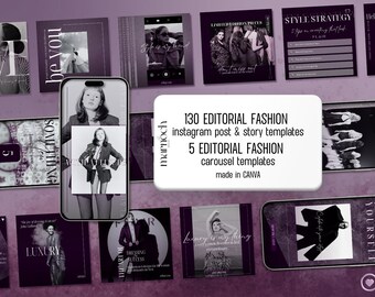 Elegant Canva Templates for Women’s High-End Fashion | Social Media Branding Kit | Luxury Instagram Templates | Editable Designs