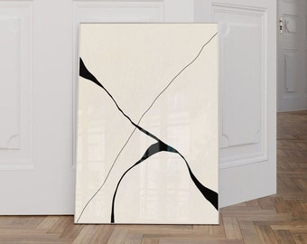 Minimal Line Art Print: Beige Abstract Drawing (Digital Download)