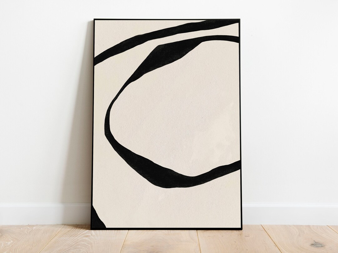 Mid Century Modern Abstract Art Print: Beige & Black (digital Download ...