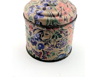 Vintage Justins Ltd Floral Metal Tin Canister Small Multicolor Good Swiss Made