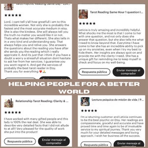 Discover why I'm considered the best psychic on Etsy through heartfelt testimonials. Highlighting my accuracy and deep spiritual connections. Each review speaks to the transformative insights, making me the trusted choice for your psychic needs.