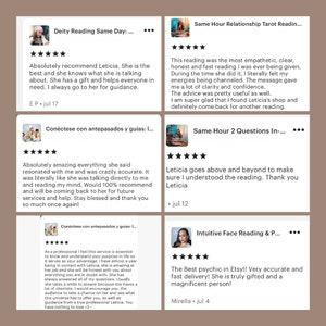 Empowering and enlightening experiences of those who have had readings with me. Reviews that celebrate the positive impact my readings have provided. Clients share their journeys of growth, showcasing why I'm recognized as the premier psychic on Etsy