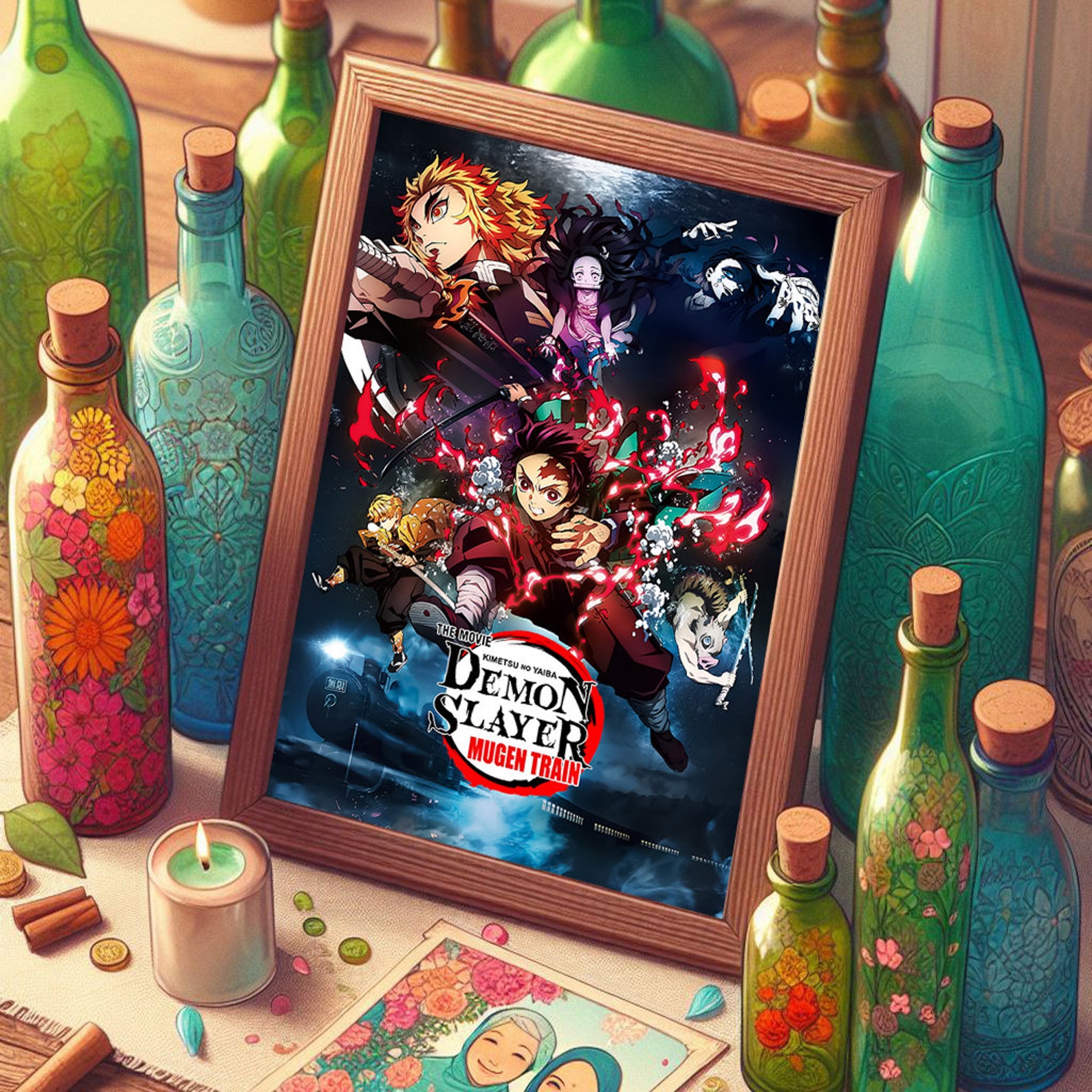 Demon Slayer Mugen Train Arc Tengen Uzui Poster Tanjiro Rengoku Nezuko