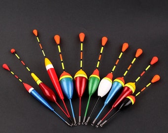 DeluxeTackles: 10PCS Fishing Floats Set Buoy Bobber Fishing Light Stick Floats Fluctuate Mix Size Color