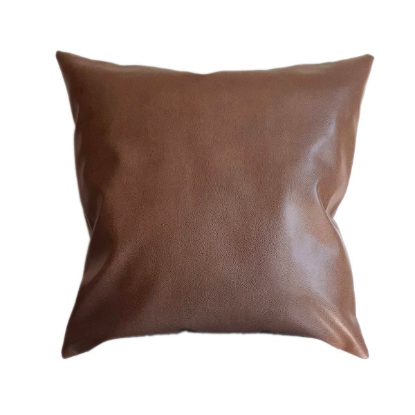 Camel Leather Pillow Etsy