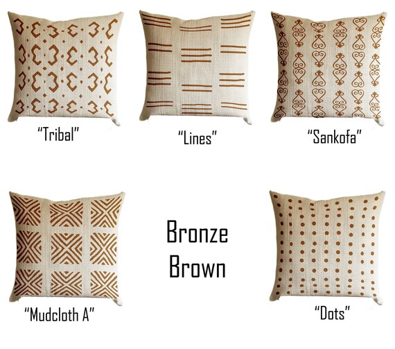 Caramel Brown Pillow Cover Swedish Farmhouse Square 18x18 in