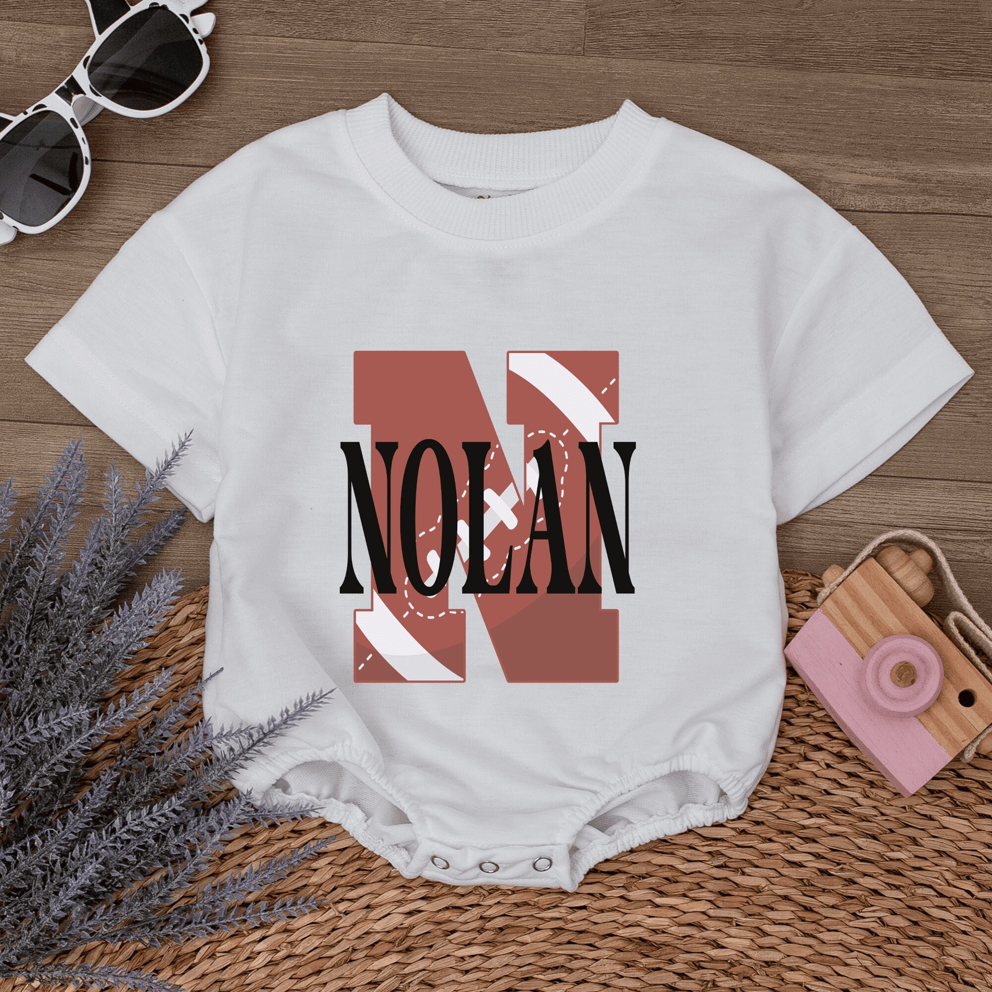 Blue Football Sports Style Baby Romper
