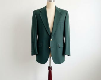Vintage Hopsack Blazer Ivy Crew 42S Hunter Green Gold Buttons Summer Blazer USA