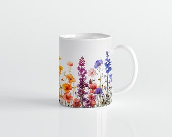 Blumen Tasse, Wildblumen Cottagecore Kaffeetasse, Blumen Garten Liebhaber, Geschenk für Mutter Beste Freundin, Floral Natur Frühling