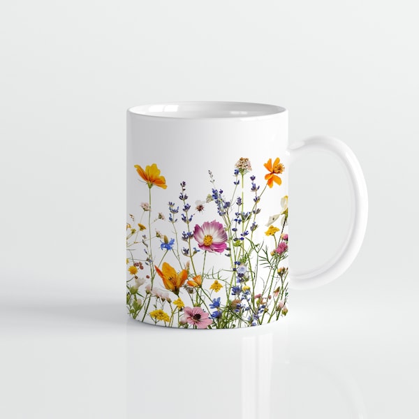 Blumen Tasse, Wildblumen Cottagecore Kaffeetasse, Blumen Garten Liebhaber, Geschenk für Mutter Beste Freundin, Floral Natur Frühling