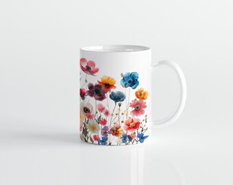 Blumen Tasse, Wildblumen Cottagecore Kaffeetasse, Blumen Garten Liebhaber, Geschenk für Mutter Beste Freundin, Floral Natur Frühling