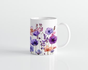 Blumen Tasse, Wildblumen Cottagecore Kaffeetasse, Blumen Garten Liebhaber, Geschenk für Mutter Beste Freundin, Floral Natur Frühling