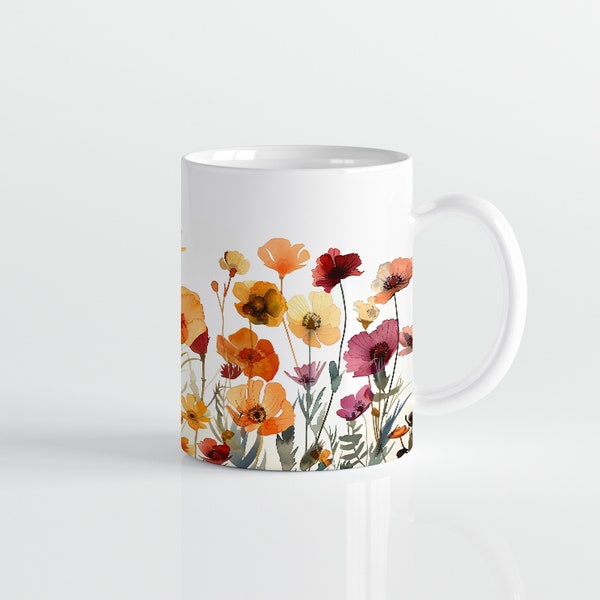 Blumen Tasse, Wildblumen Cottagecore Kaffeetasse, Blumen Garten Liebhaber, Geschenk für Mutter Beste Freundin, Floral Natur Frühling