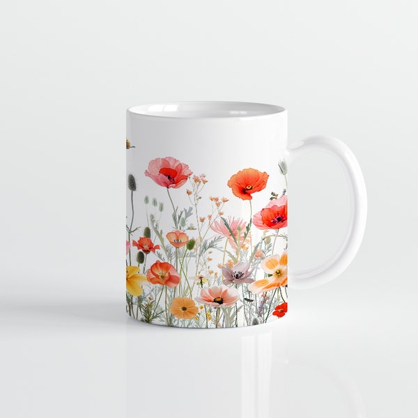 Blumen Tasse, Wildblumen Cottagecore Kaffeetasse, Blumen Garten Liebhaber, Geschenk für Mutter Beste Freundin, Floral Natur Frühling