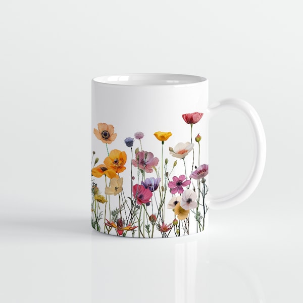 Blumen Tasse, Wildblumen Cottagecore Kaffeetasse, Blumen Garten Liebhaber, Geschenk für Mutter Beste Freundin, Floral Natur Frühling