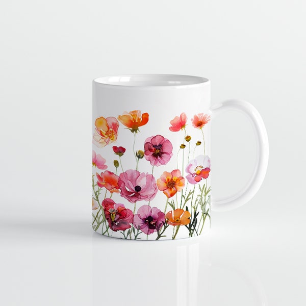 Blumen Tasse, Wildblumen Cottagecore Kaffeetasse, Blumen Garten Liebhaber, Geschenk für Mutter Beste Freundin, Floral Natur Frühling