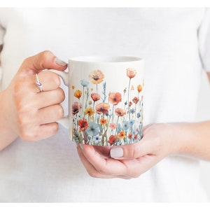 Blumen Tasse, Wildblumen Cottagecore Kaffeetasse, Blumen Garten Liebhaber, Geschenk für mutter, Natur Frühling Bild 1