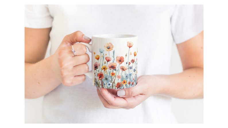 Blumen Tasse, Wildblumen Cottagecore Kaffeetasse, Blumen Garten Liebhaber, Geschenk für mutter, Natur Frühling Bild 1