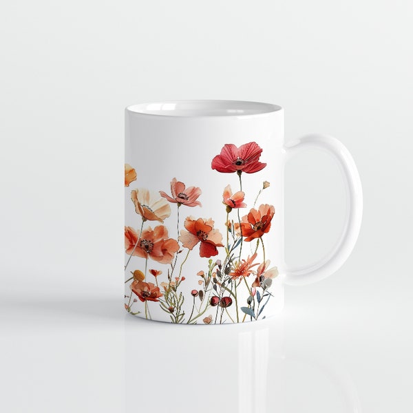 Blumen Tasse, Wildblumen Cottagecore Kaffeetasse, Blumen Garten Liebhaber, Geschenk für Mutter Beste Freundin, Floral Natur Frühling