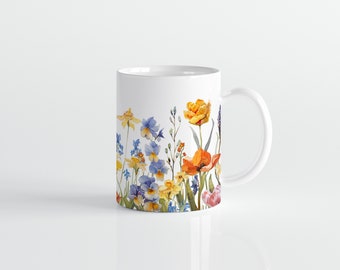 Blumen Tasse, Wildblumen Cottagecore Kaffeetasse, Blumen Garten Liebhaber, Geschenk für Mutter Beste Freundin, Floral Natur Frühling