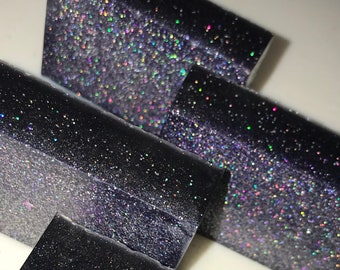 BLACK SOAP | Galaxy Soap | Holographic Glitter Soap | Glycerin Soap | Glitter Soap | Black Holographic Glitter Bar Soap