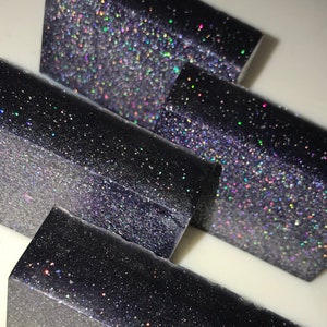 BLACK Holographic Glitter Galaxy SOAP | Glycerin Bar Soap