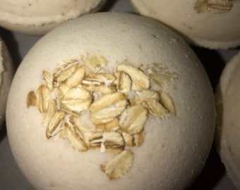 Large OATMEAL BATH BOMBS - Moisturizing, Soothing Oatmeal, Milk & Honey