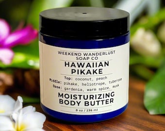 PIKAKE BODY BUTTER - Best Selling Body Cream Moisturizer-Pikake Hawaiian Jasmine - Natural, Paraben-free, no color added - 9oz