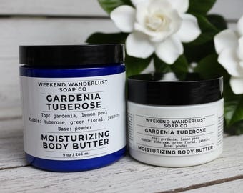Gardenia Tuberose BODY BUTTER - Best Selling Body Cream Moisturizer - Natural, Paraben-free, no color added