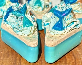 MERMAID OCEAN LIFE Soap | Cake Slice Soap | Under the Sea Soap | Bakery Soap | Beach Soap | Mermaid Tail Soap | Sea Shell Soap