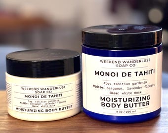 MONOI de Tahiti BODY BUTTER | Best Selling Body Cream Moisturizer | Monoi Butter | Natural, Paraben-free, no color added | Tiare Flowers
