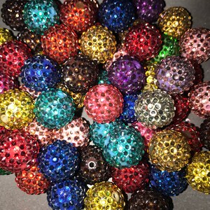 Large Rhinestone Shamballa Beads - 8.5oz Multicolored Disco Beads