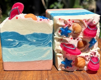 PINK SANDS Soap | Beach Soap | Artisan Soap | Tropical Escape Series | Island Soap | Flip Flop Soap | Tropical Soap | Ocean Soap