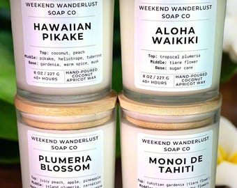 Island Bloom Escape Fragrances | Coconut Apricot Wax Candle | Glass Jar with Bamboo Lid | Tropical Candle | Gift | Gifts | Floral Candle