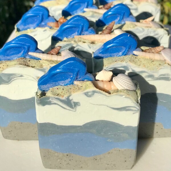 MIDNIGHT WATERS Artisan SOAP | Ocean Soap | Beach Soap | Flip Flop Soap | Exfoliating Soap | Deep Blue Sea Soap | Coastal Vibes Soap