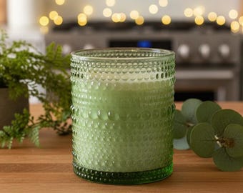 Peppermint Candy Cane | Coconut Apricot Wax Candle | Glass Jar with Bamboo Lid | Mint Candle | Gift | Gifts
