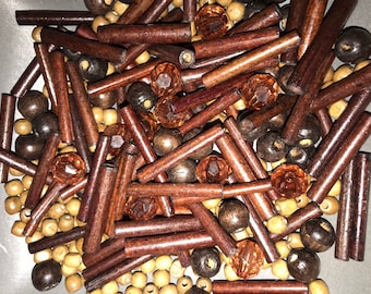 Lot of Wood Beads - 4.75oz Different Shapes and Sizes