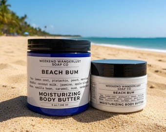 Beach Bum BODY BUTTER - Best Selling Body Cream Moisturizer - Natural, Paraben-free, no color added