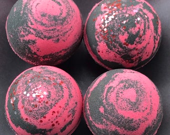 Large LOVE Bomb DARK ROMANCE Sparkle and Shimmer Glitter Fizzy Bath Bombs