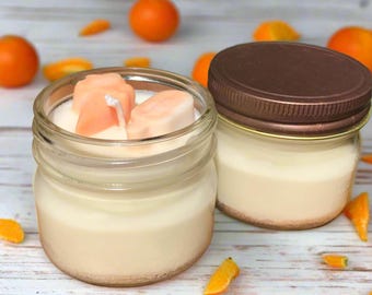 ORANGE CREAMCICLE Soy Wax Candle in 5oz Mason Jar with Rustic Lid