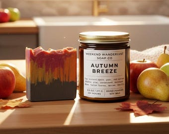 AUTUMN BREEZE SET | Soap & Candle Set | Fall | Falling Leaves | Thanksgiving | Halloween | Woodsy | Gifts | Self Care